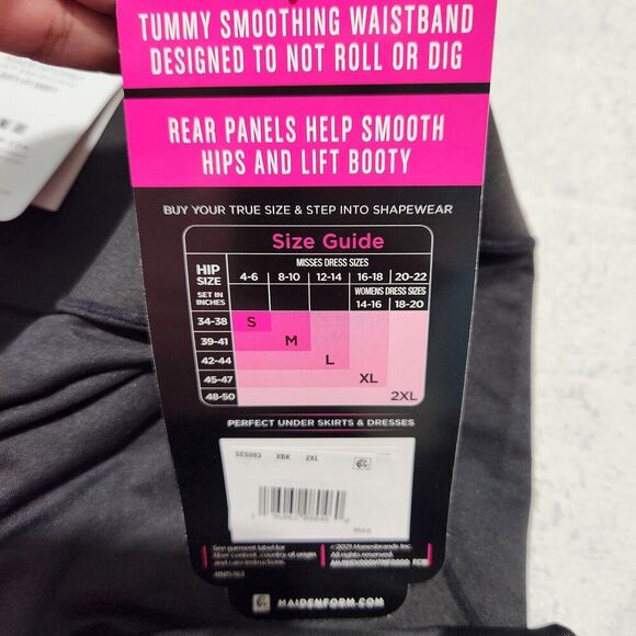 MAIDENFORM SHORTS BOOTY LIFT SHAPEWEAR SIZE 2XL BLACK SMOOTHING WAISTBAND - Picture 8 of 12